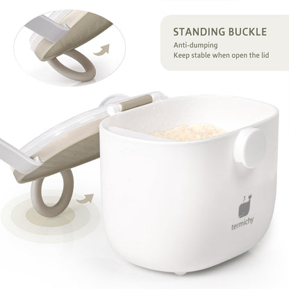 Termichy baby milk powder box with built-in scraper for precision scoop measurement