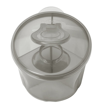 Dr. Brown's travel formula dispenser with secure snap on lid separated from the base