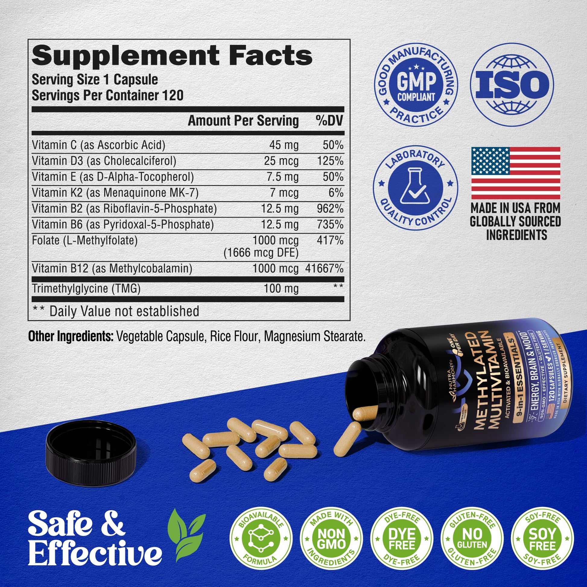 Nutraharmony authentic premium American formulation health supplement bottle on a clean background.