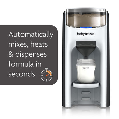 Baby Brezza automatic baby formula mixer control panel display showcasing temperature settings