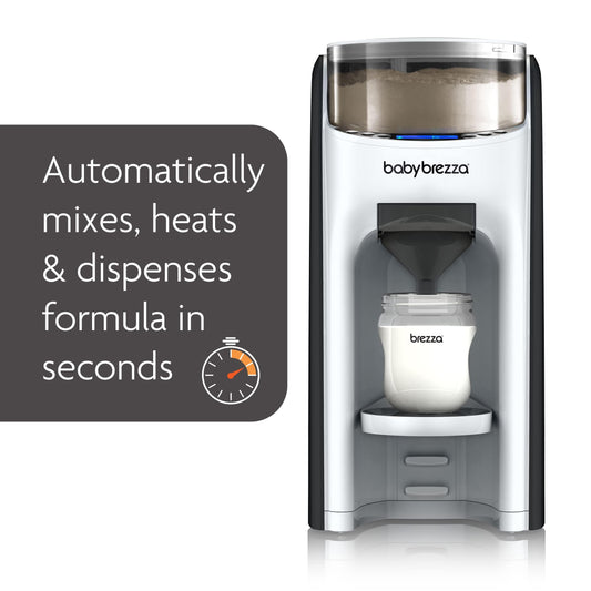 Baby Brezza automatic baby formula mixer control panel display showcasing temperature settings