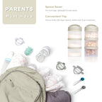 Termichy warm grey baby food storage container with convenient carry handle strap attached