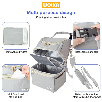 Wolka breast milk cooler bag with shoulder strap for easy travel