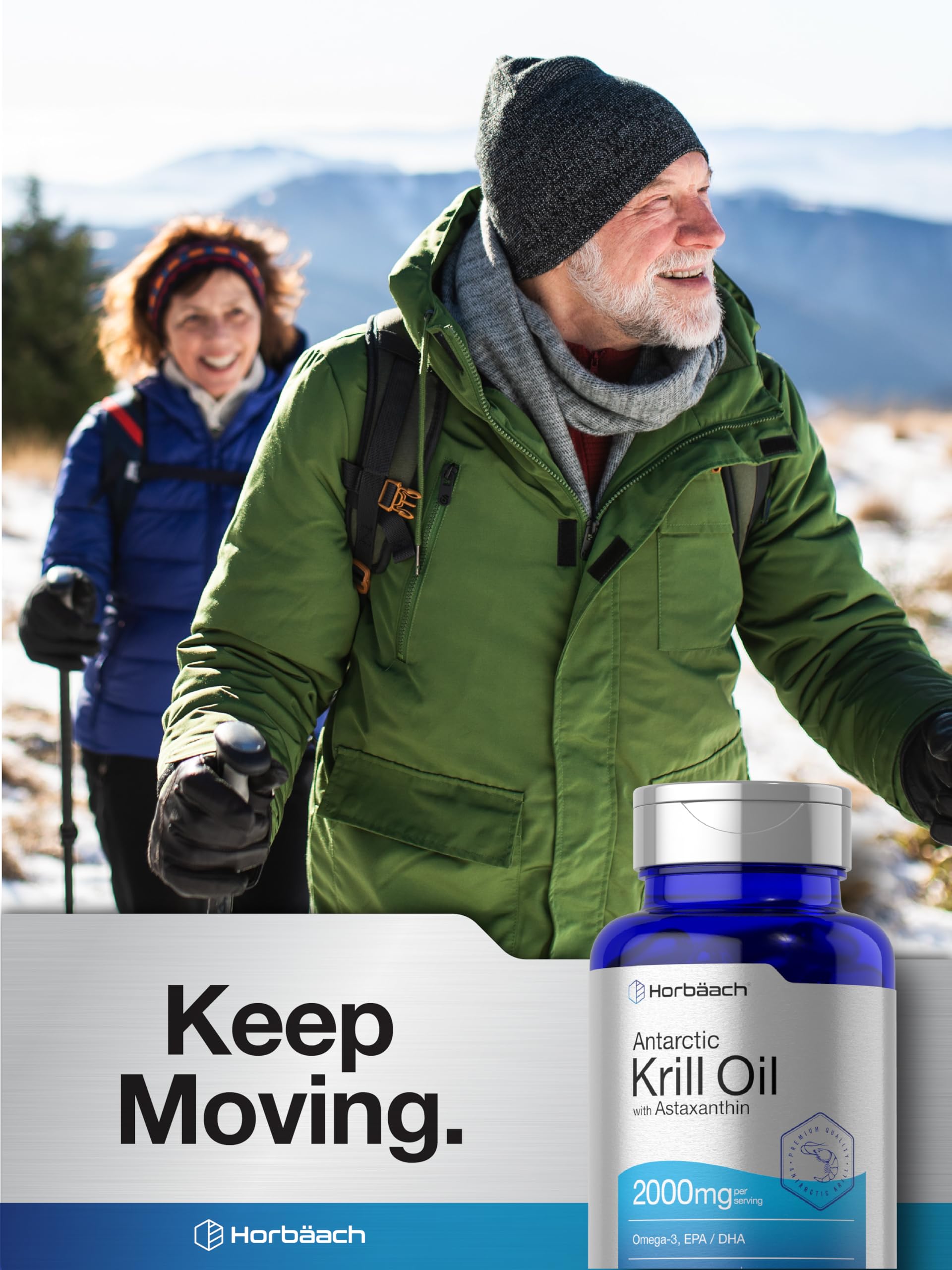 USA sourced Horbäach krill oil premium dietary supplement for adult wellness