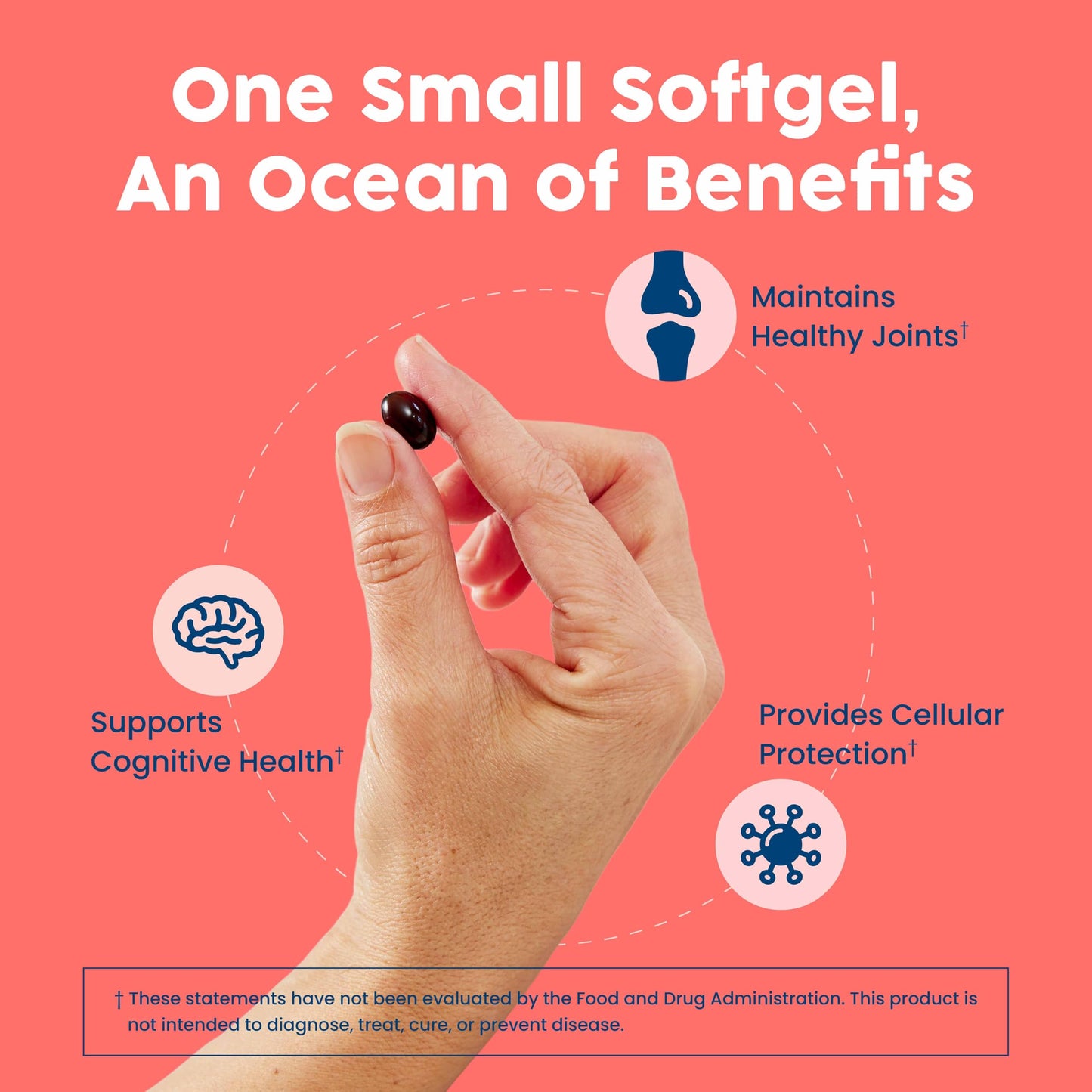 NativePath Antarctic Krill Oil bottle angled view focusing on joint heart and brain health benefits.