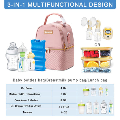 Side view of Docami pink bottle cooler bag with strap