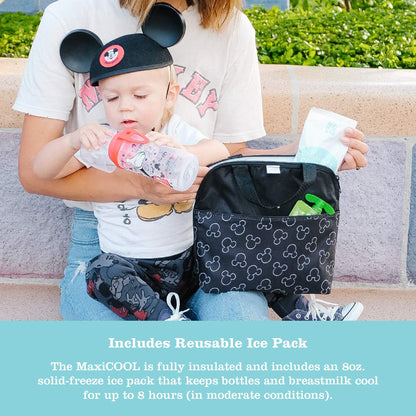 Side view of J.L. Childress cooler bag showing stroller attachment handle