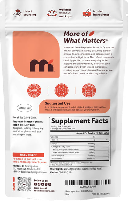 Antarctic krill oil softgels for joint heart and brain health support