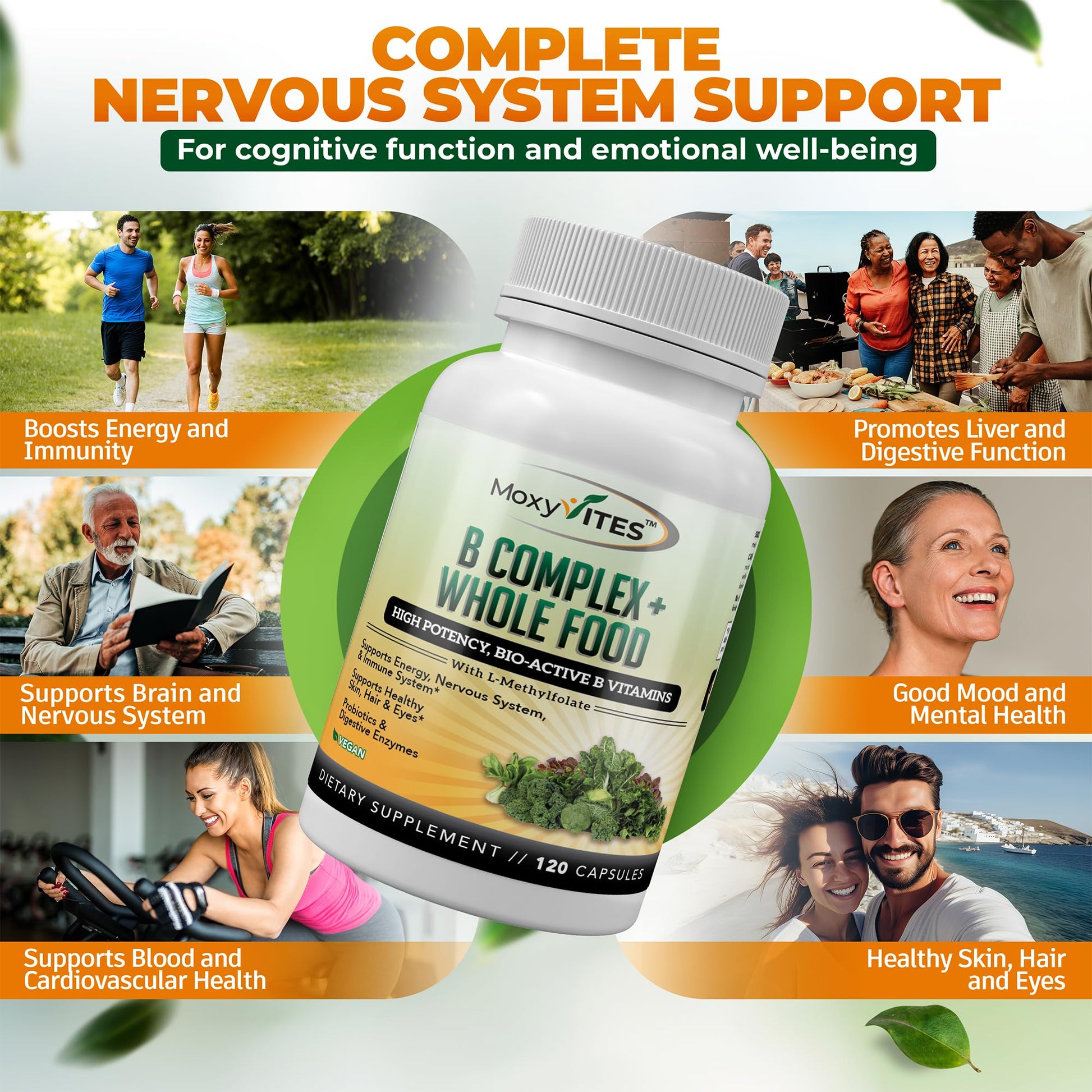 Premium vegan B complex capsules with methylcobalamin B12 for cellular energy support
