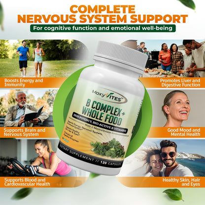 Premium vegan B complex capsules with methylcobalamin B12 for cellular energy support