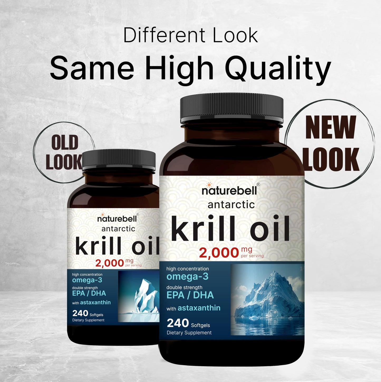 Close up of pure mercury free krill oil softgels rich in EPA and DHA ingredients