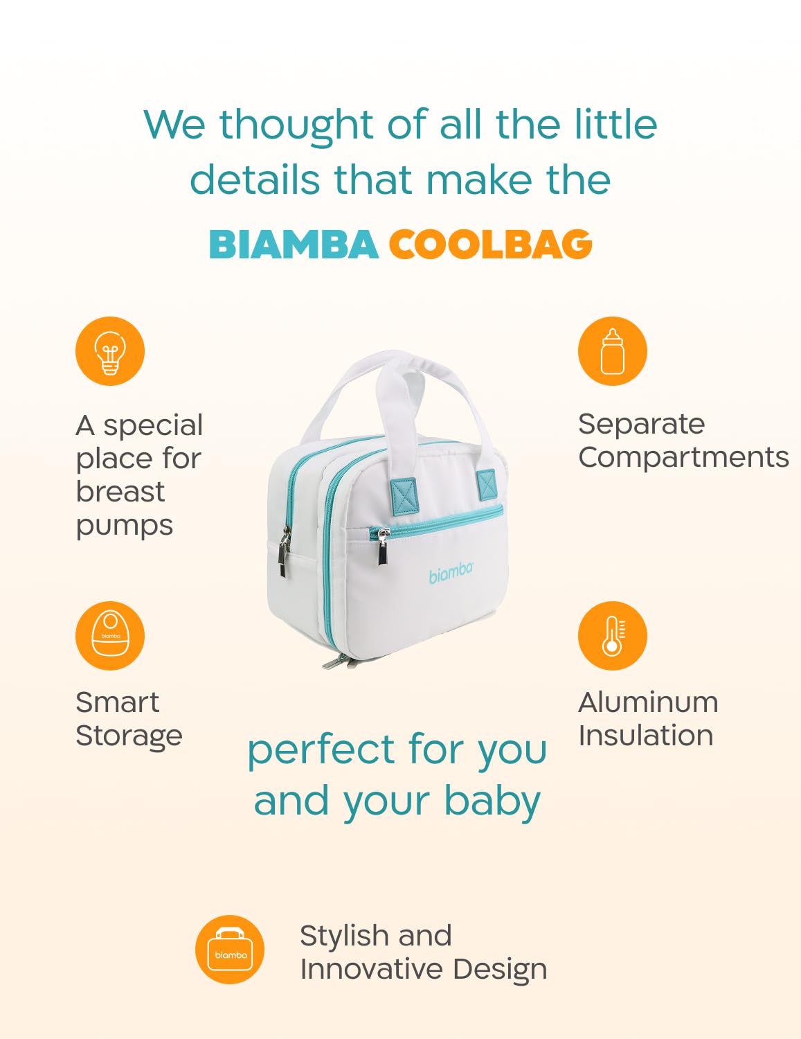Internal view of Biamba breast pump bag with insulated lining