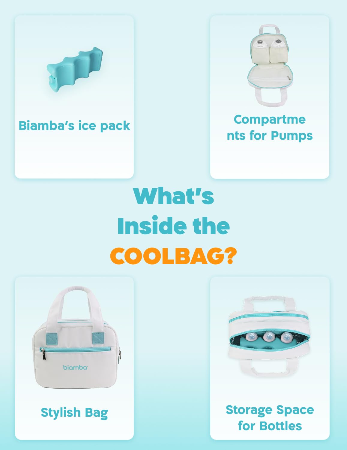 Biamba milk cooler bag with custom ice pack for nursing moms