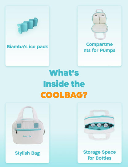 Biamba milk cooler bag with custom ice pack for nursing moms