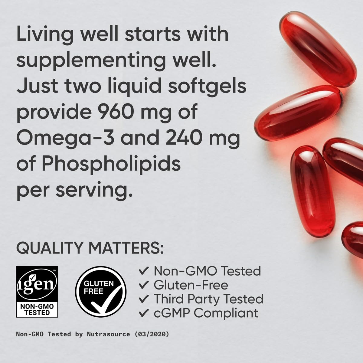 Sports Research authentic USA imported dietary supplement containing astaxanthin and phospholipids for heart wellness.