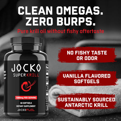 Authentic USA imported Jocko Fuel krill oil omega 3 supplements for mobility