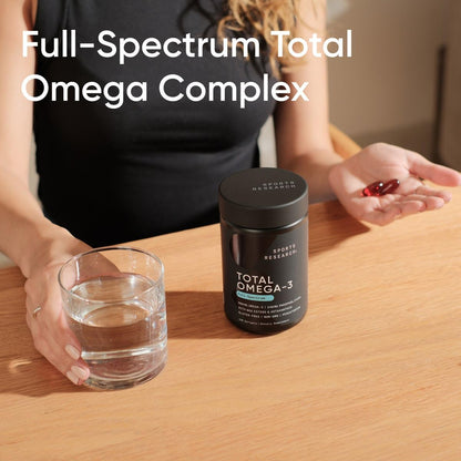 Premium health supplement bottle from Sports Research emphasizing advanced bioavailability and cellular uptake.