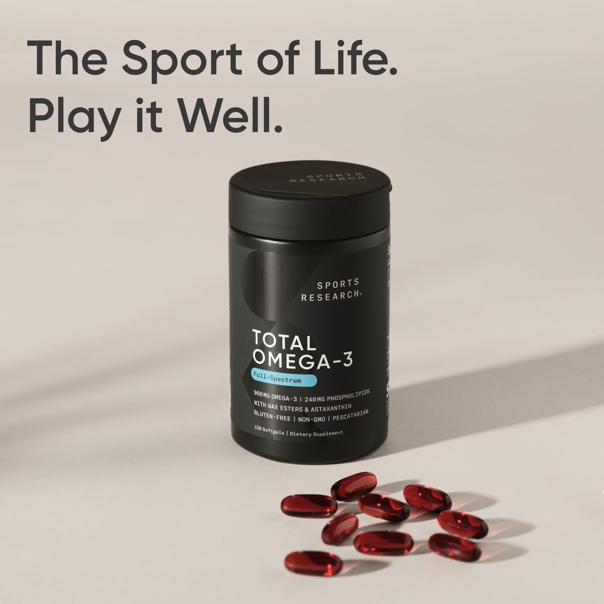 Authentic wild caught marine oil blend imported 120 softgels pack for mind and body vitality.
