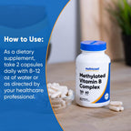 Nutricost high potency methylated vitamin complex bottle placed upright showing clean non GMO labeling