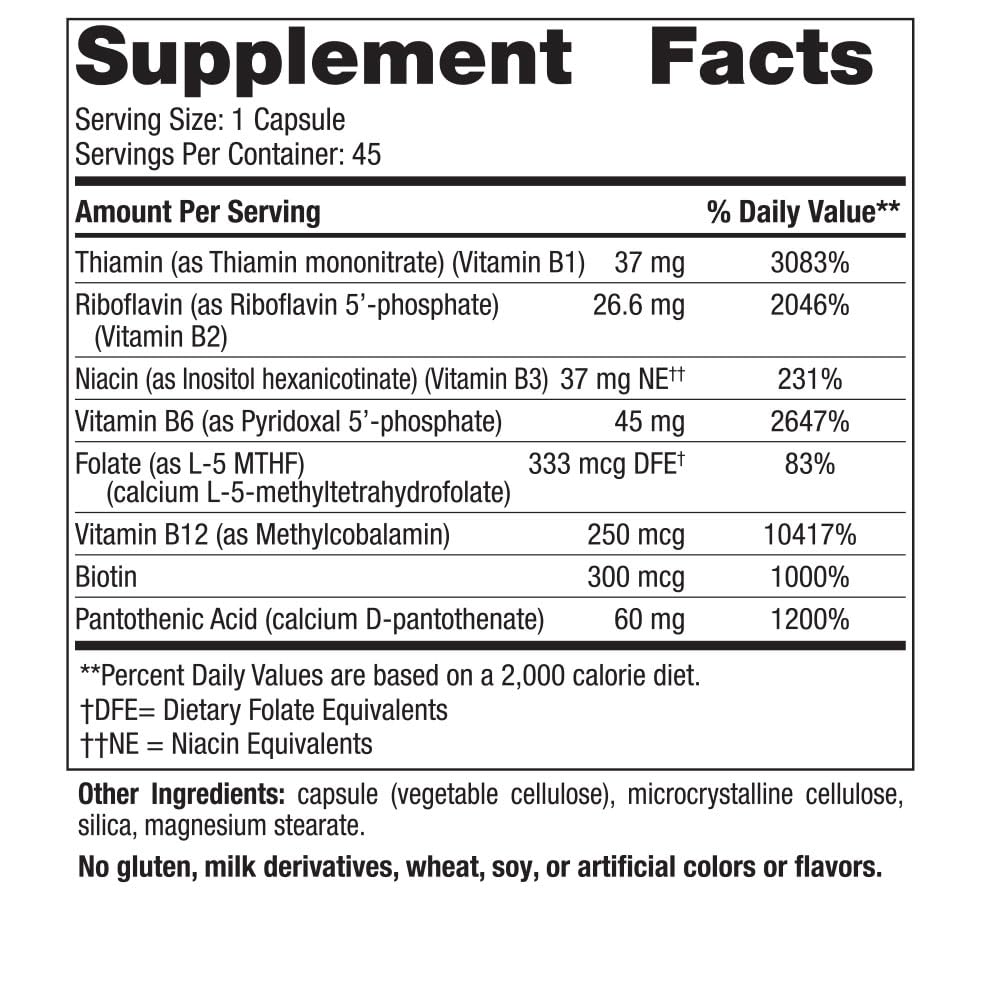 Side perspective of Nordic Naturals B complex dietary supplement displaying clean vegan formulation details.