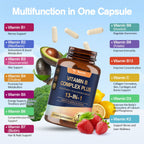 Side profile of Totaria 13 In 1 Vitamin B Complex bottle illustrating non GMO and vegan product seals