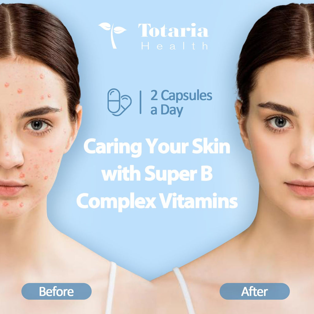 Totaria Health Vitamin B Complex Plus capsules displaying pure plant based dietary supplement benefits
