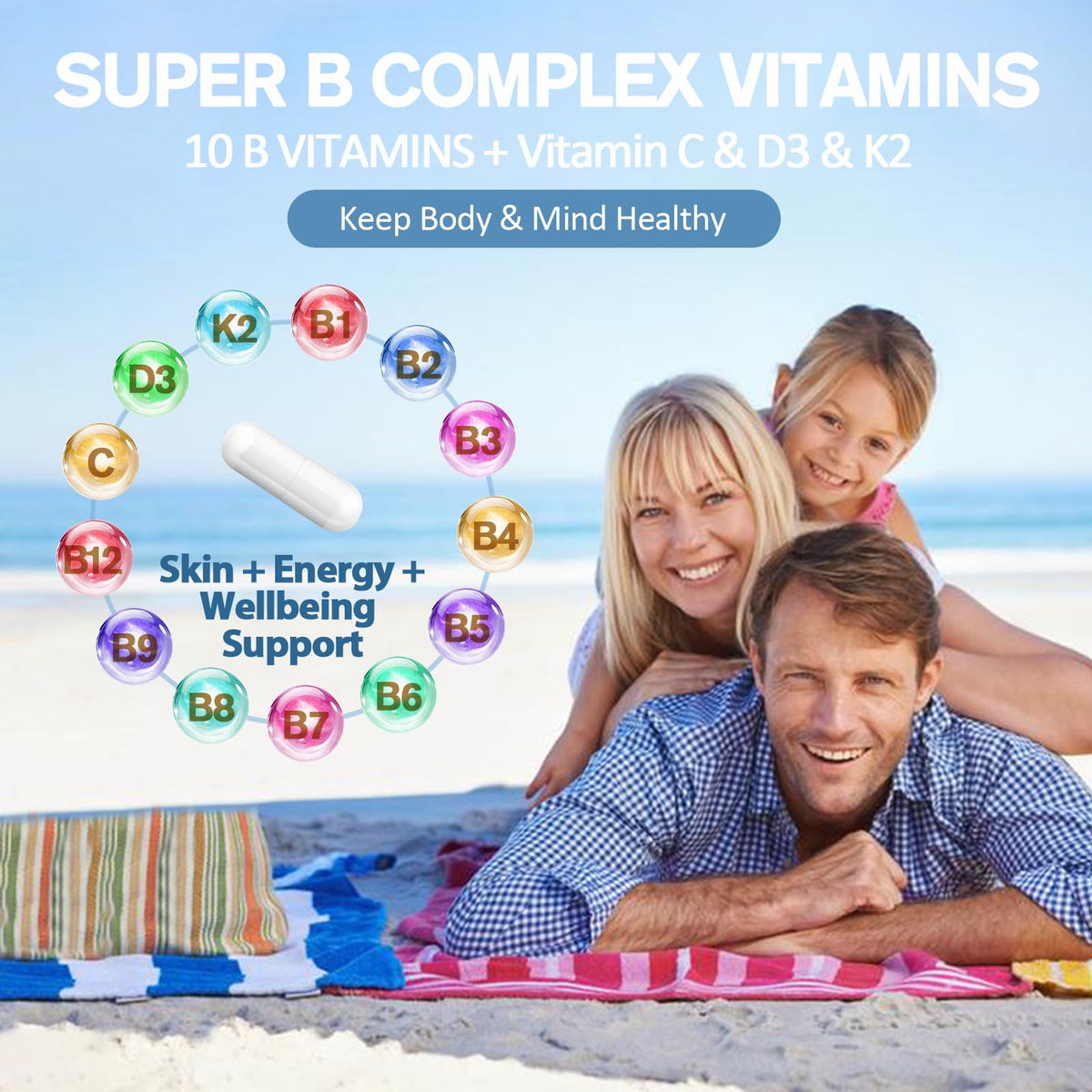 Totaria premium imported health supplement packaging detailing the thirteen in one vitamin blend matrix