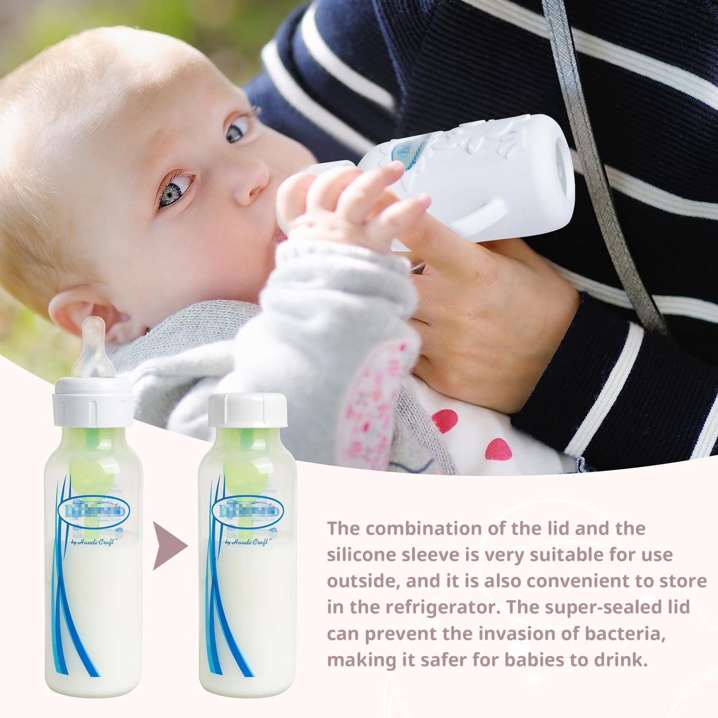 Dr Brown glass bottle with protective silicone sleeve and cap