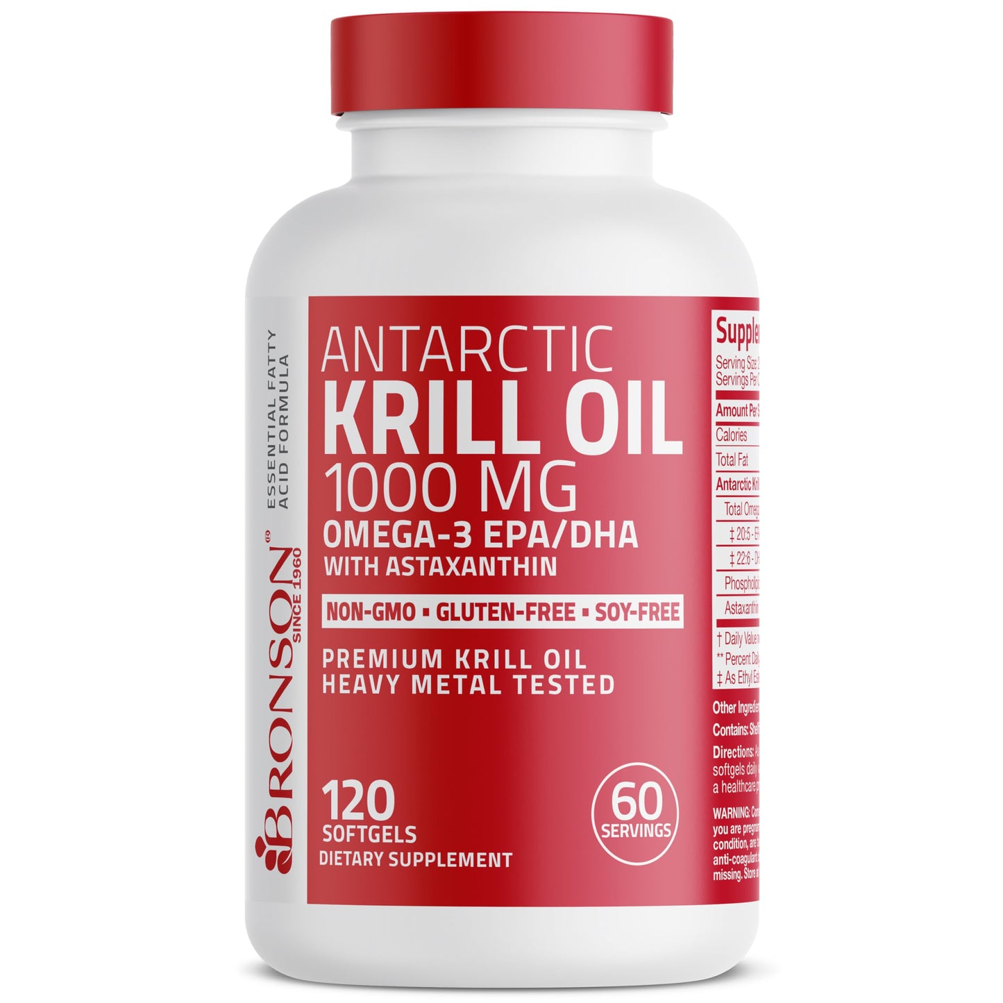 Bronson 1000 milligrams krill oil supplement for brain and heart wellness
