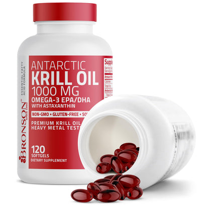 Side view of Bronson Antarctic Krill Oil showing pure ingredients profile