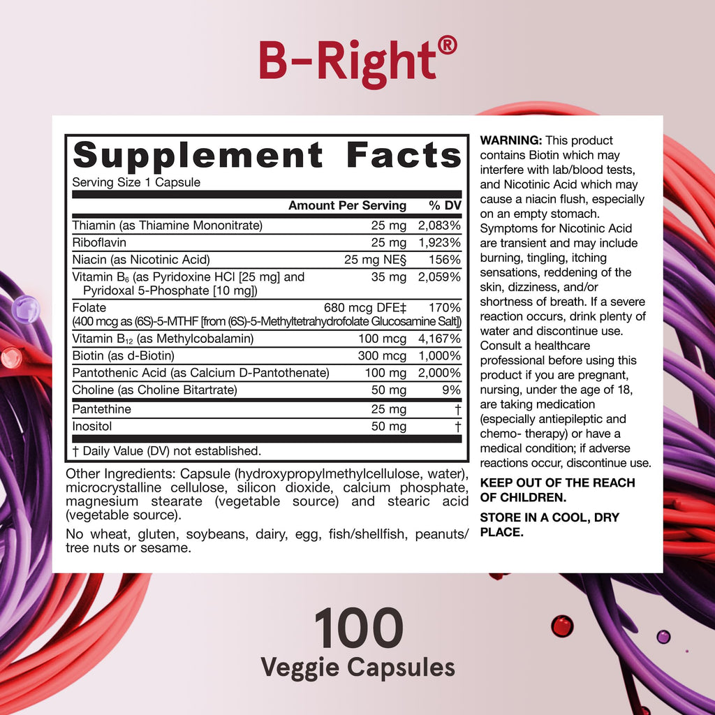 Close-up of Jarrow Formulas B-Right dietary supplement for metabolism and stress management