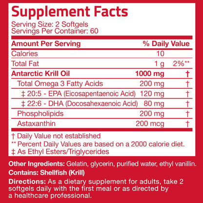 Premium quality Bronson Antarctic krill oil 120 count bottle overview