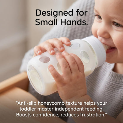 Heat-resistant silicone sleeve protecting baby feeding bottle