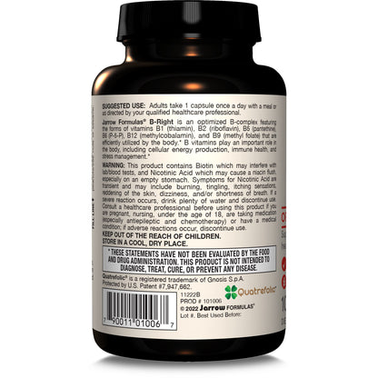 Premium Jarrow Formulas B-Right Optimized B-Complex bottle showcasing cellular energy benefits
