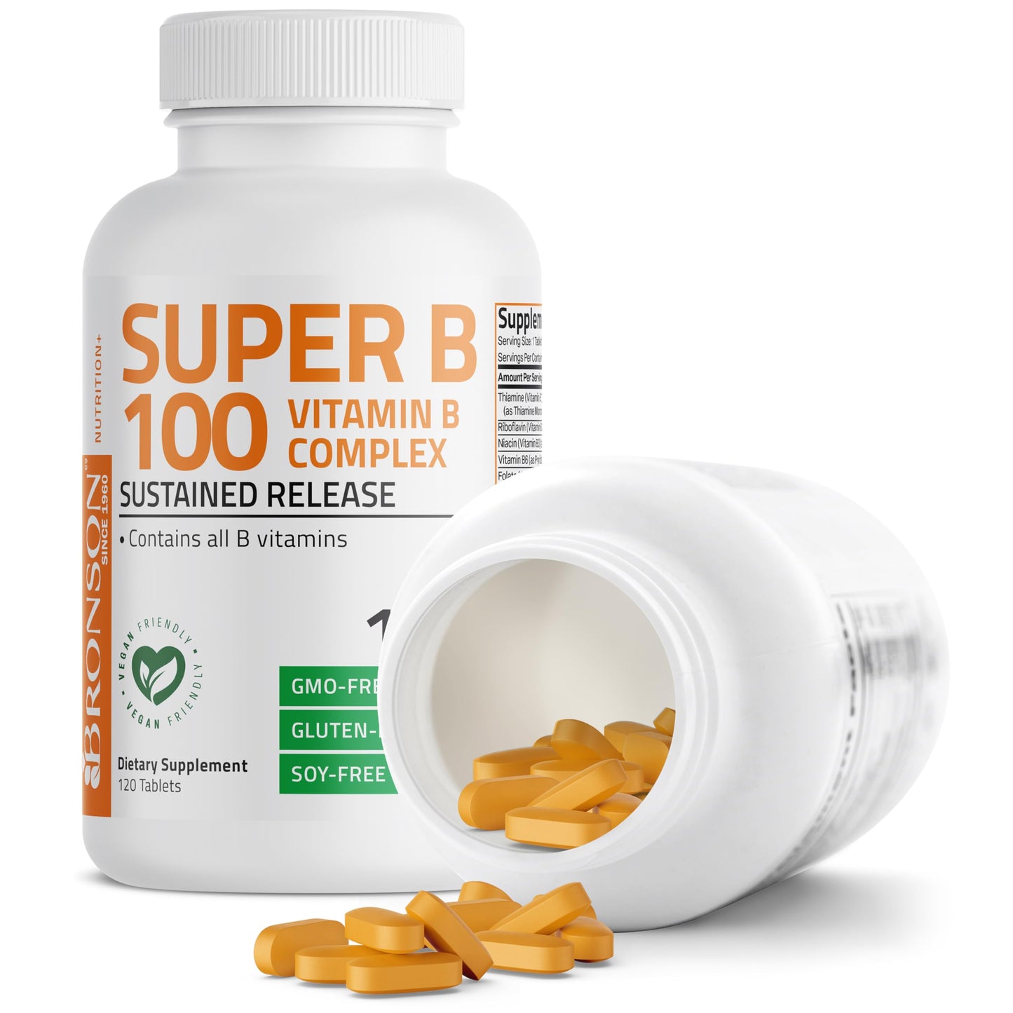 Authentic imported Bronson B100 vitamin complex bottle showcasing the cGMP-manufactured quality guarantee