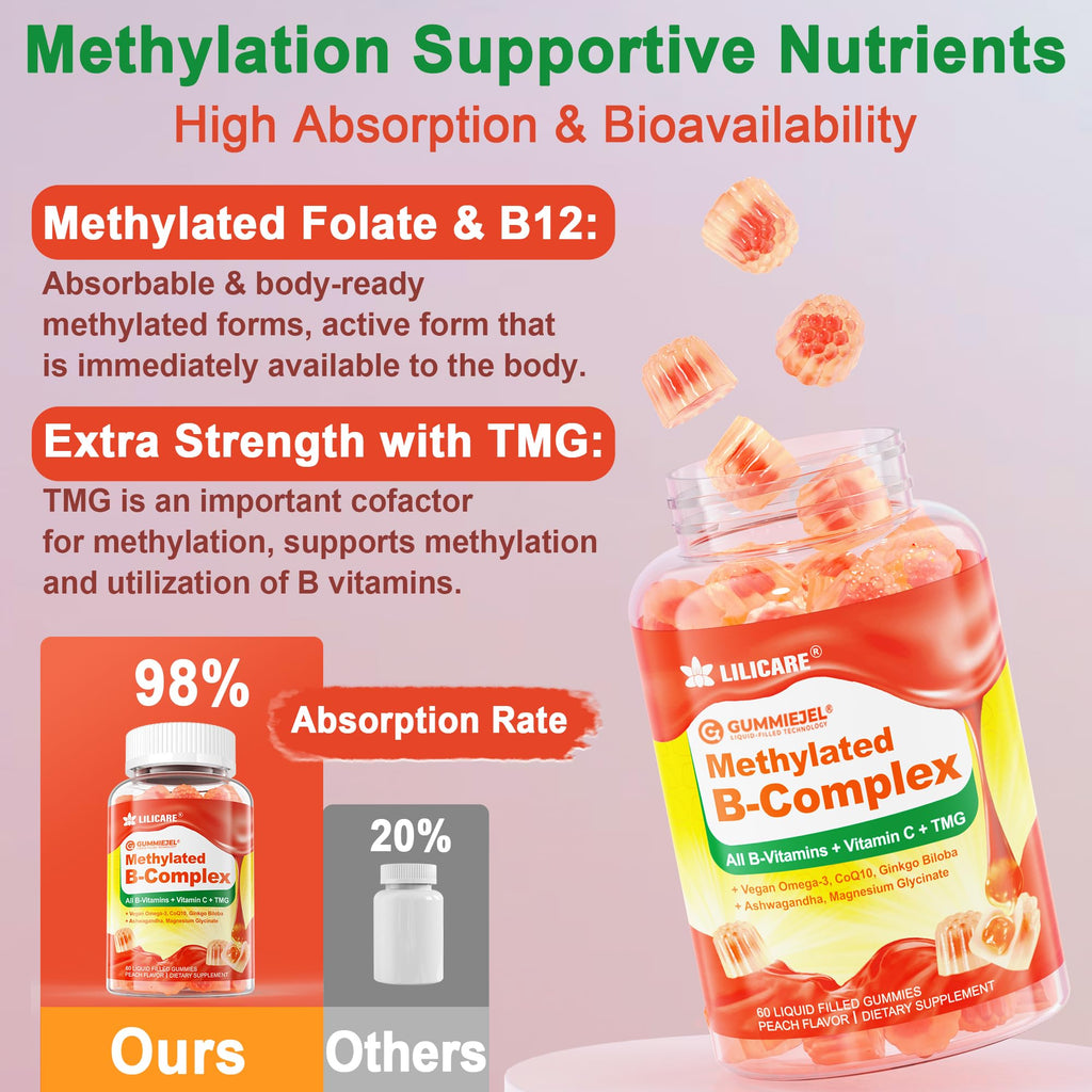 LILICARE nutritional gummies packaging highlights featuring sugar free and gluten free vegan certification.