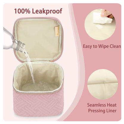 Side profile of pink Fasrom milk cooler bag with handle