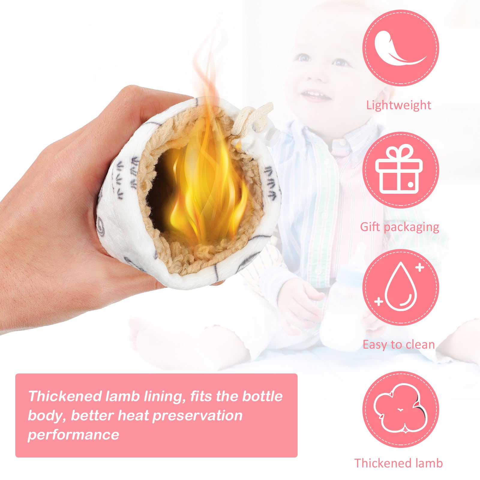 Adium white nursing bottle sleeve showing fit on glass bottle