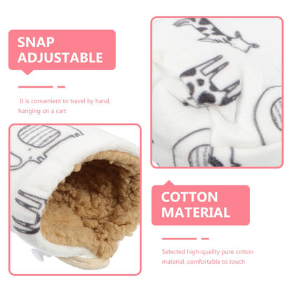 Portable baby bottle warmer sleeve hanging from stroller