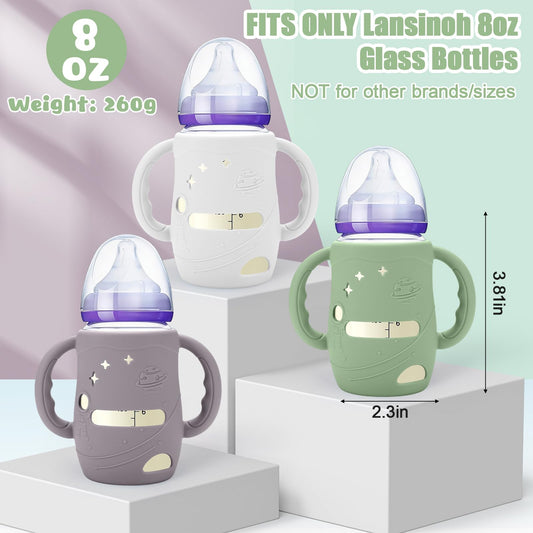 Silicone protective sleeve for 8 Ounce Lansinoh glass baby bottle