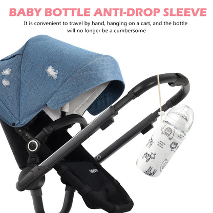 Close up of soft plush texture of baby feeding bottle cover