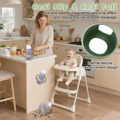 Mity Rain shock-absorbing green silicone baby bottle cover