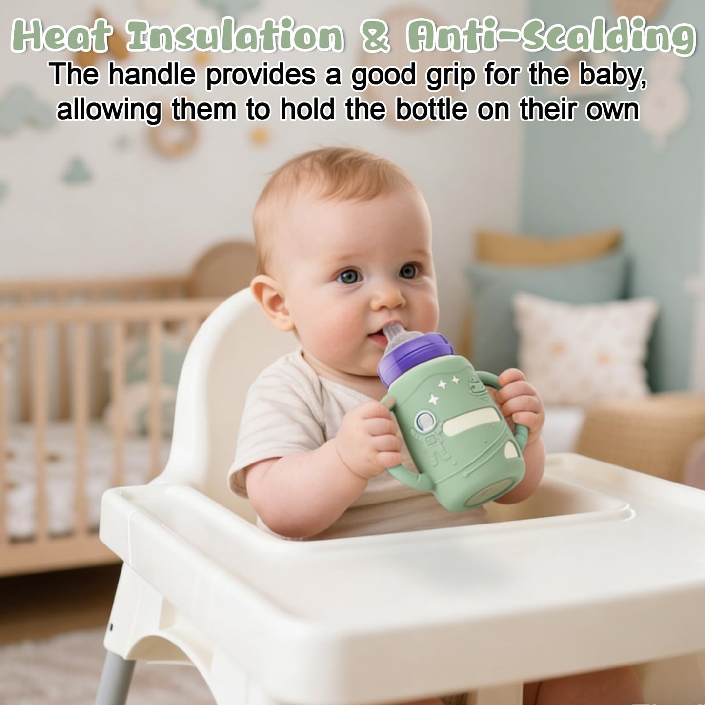 Mity Rain bottle sleeve showing easy grip handles for babies