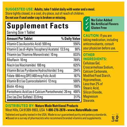 Nature Made multi B vitamin complex with zinc for nervous system health