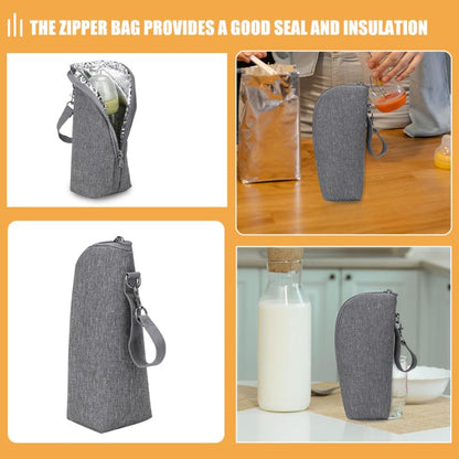 Internal thermal lining of portable bottle warmer pouch