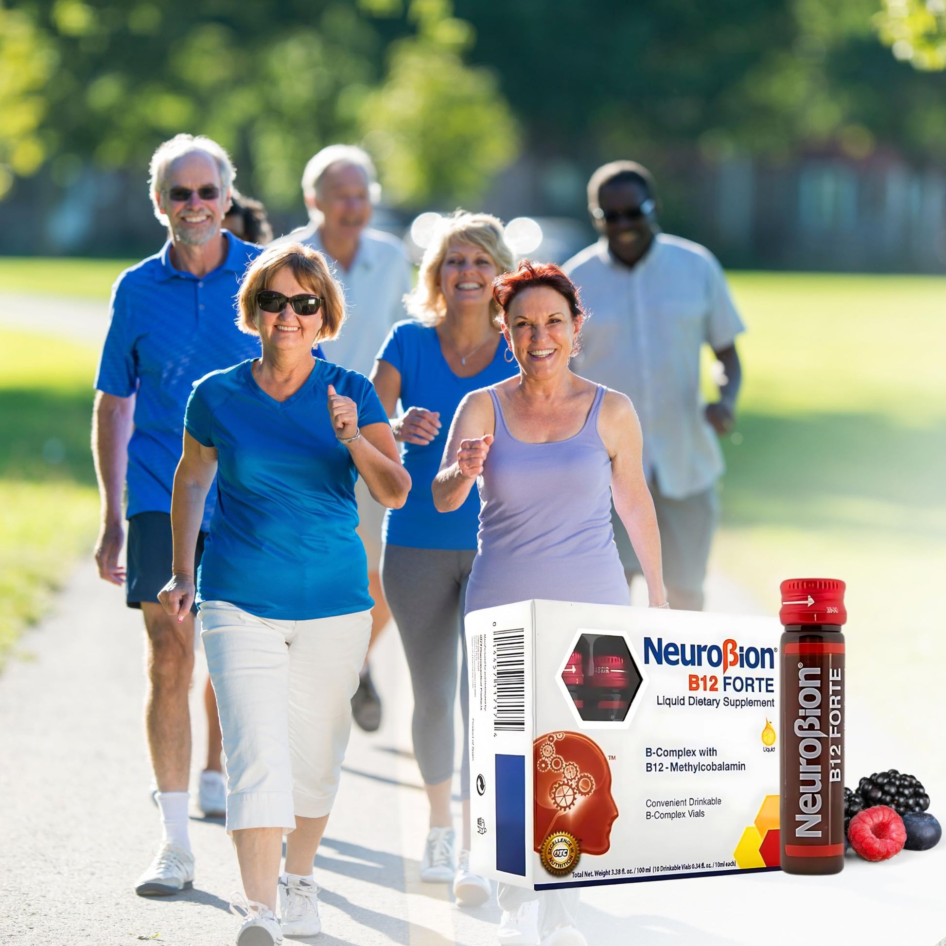 Top view of Neurobion B12 maximum strength liquid energy supplement showing authentic seals.