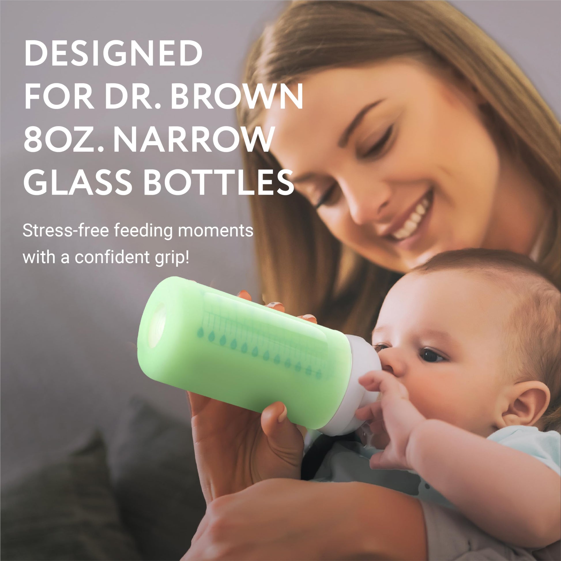 Multicolor silicone sleeves for 8 ounce narrow neck glass bottles