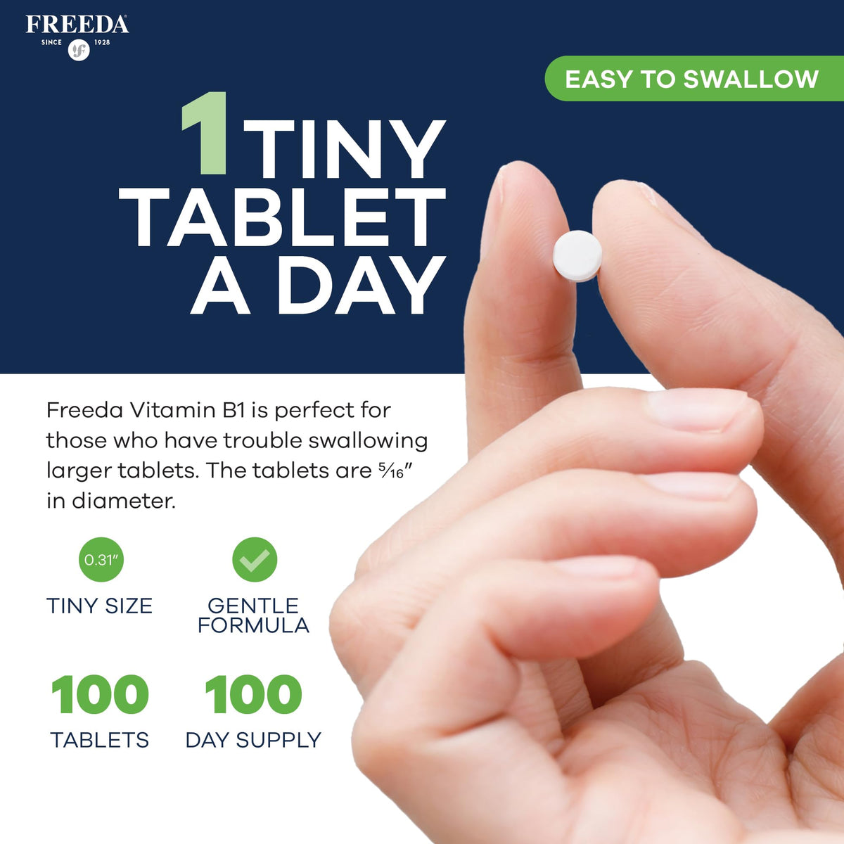Freeda Vitamin B1 thiamin hydrochloride tablets container layout