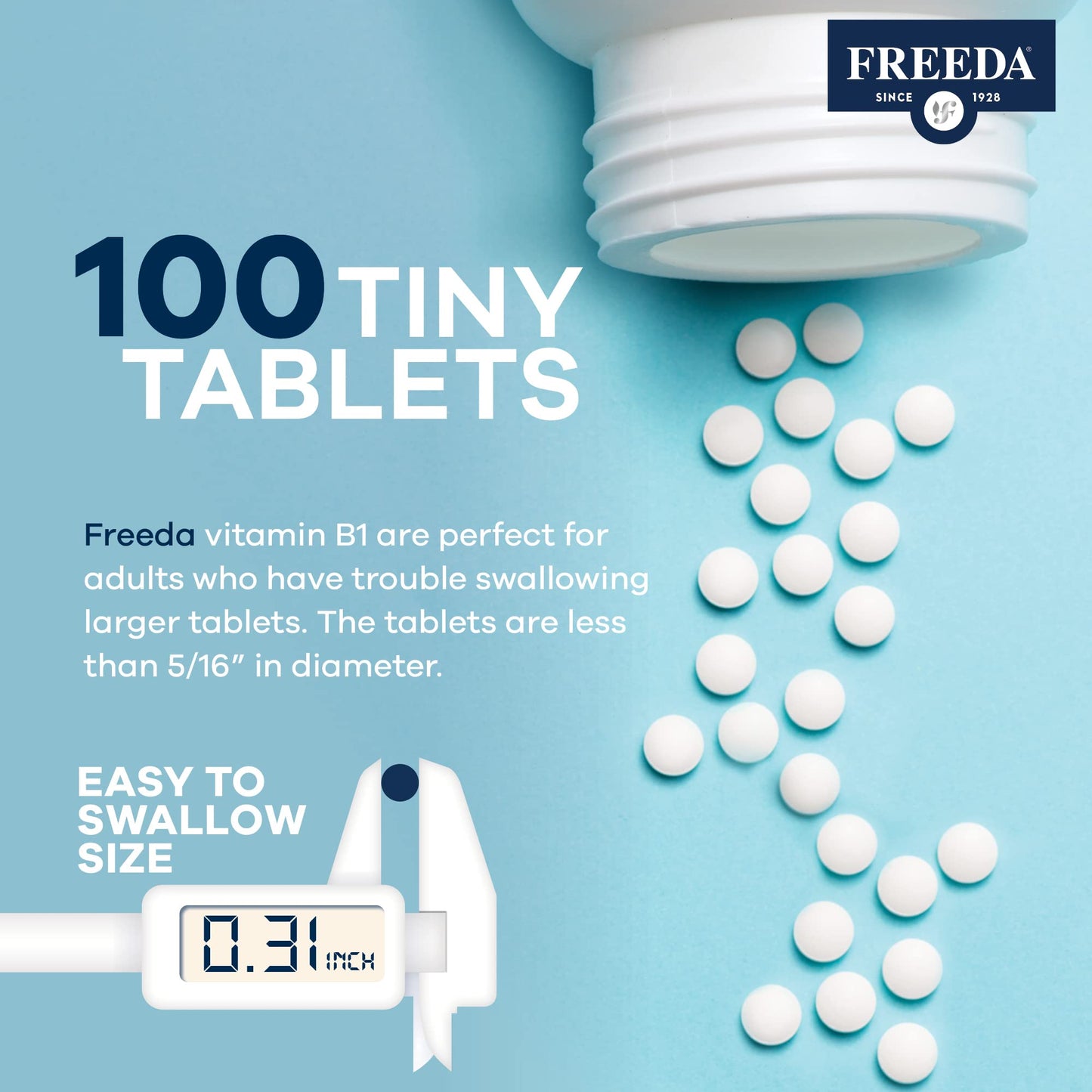 Authentic Freeda Thiamin B1 100mg bottle illustrating nervous system health benefits