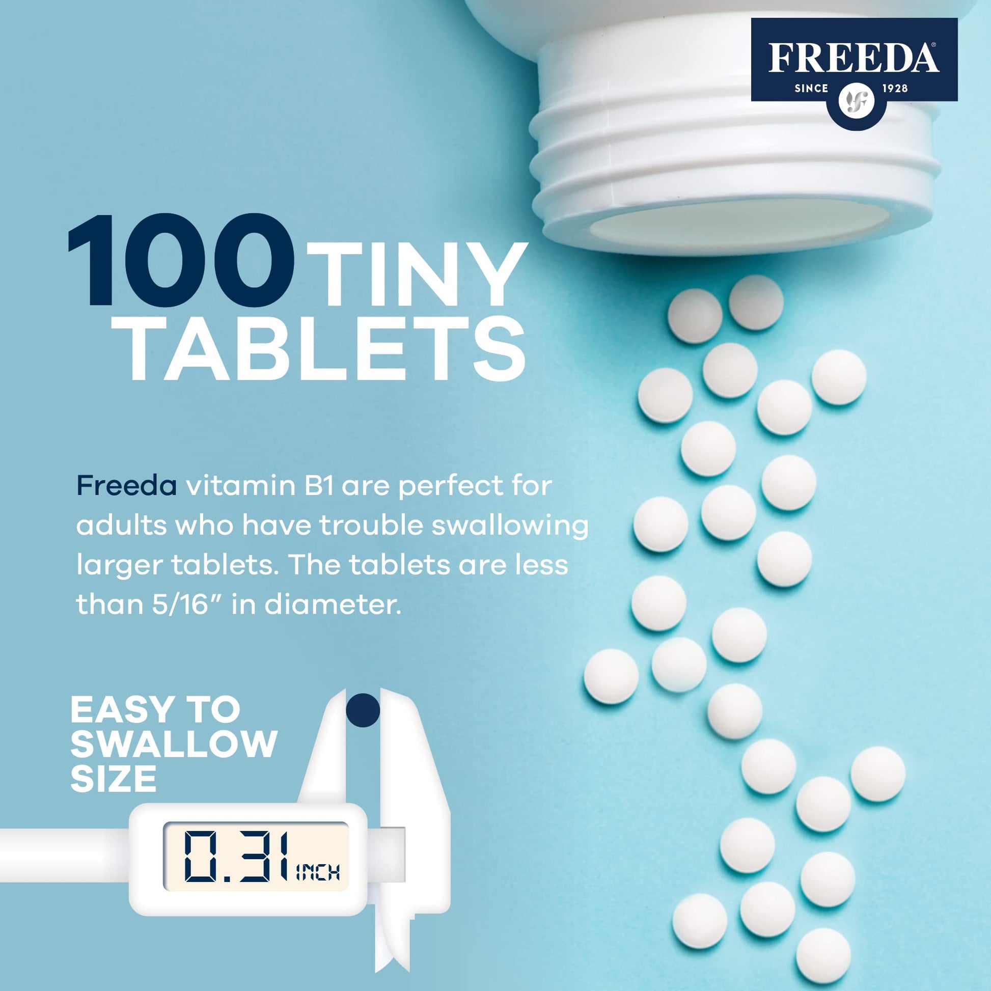 Authentic Freeda Thiamin B1 100mg bottle illustrating nervous system health benefits